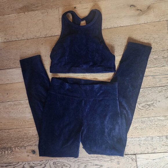aerie Pants - Aerie Chill Play Move Ribbed Leggings Matching Sports Bra Coordinated Set